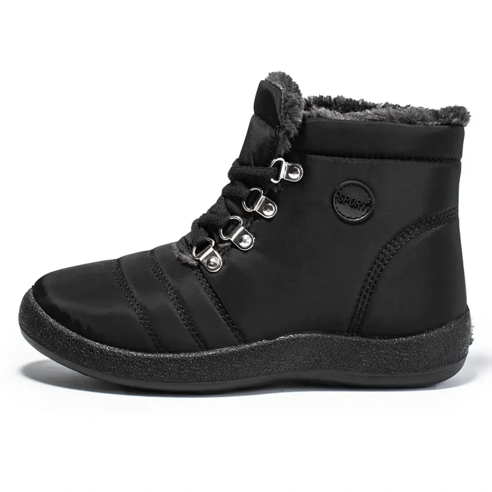 Winter Women Warm Plush Warm Outdoor Lace-up Snow Shoes Waterproof Upper AntI-Slip Winter Boots For Women