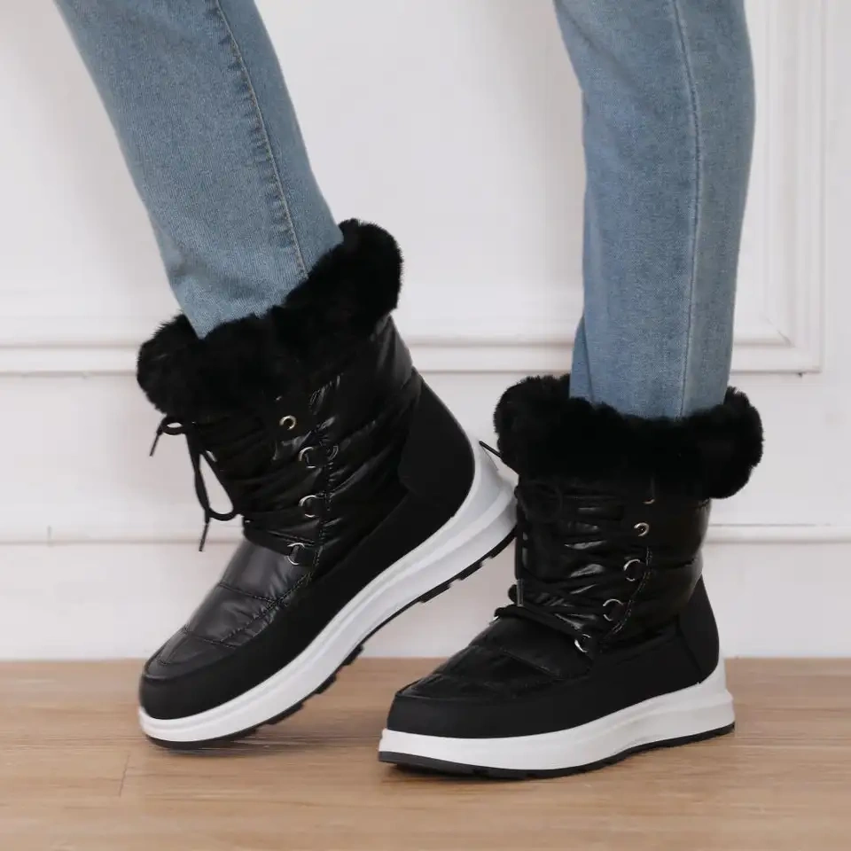 Hot Sale Winter Warm Plush Lining Ladies Snow Shoes Waterproof Upper Soft And Thermal Snow Boots For Women