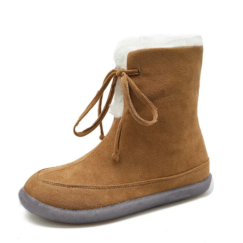 New fashion autumn and winter light flat snow boots for women new plush wear-resistant lace up women's snow shoes boots