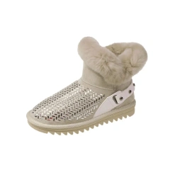 Wholesale trendy winter warm fur snow boots for women fashion new plush and thickened diamond warm women' s snow boots