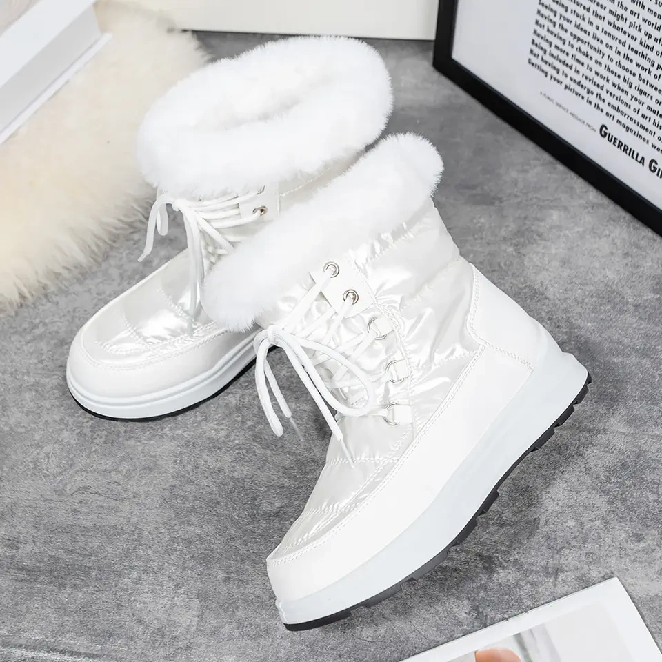 Hot Sale Winter Warm Plush Lining Ladies Snow Shoes Waterproof Upper Soft And Thermal Snow Boots For Women