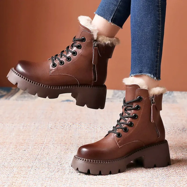 Fashion winter women's casual warm plush zipper snow boots shoes new thick outsole women's casual snow boots