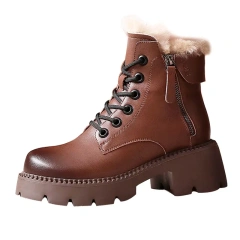 Fashion winter women's casual warm plush zipper snow boots shoes new thick outsole women's casual snow boots