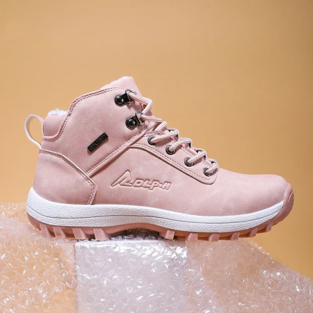 Women's winter high top fashion new outdoor sport snow boots plush and thickened warm pink snow boots for ladies
