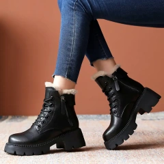 Fashion winter women's casual warm plush zipper snow boots shoes new thick outsole women's casual snow boots