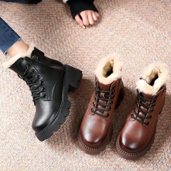 Fashion winter women's casual warm plush zipper snow boots shoes new thick outsole women's casual snow boots