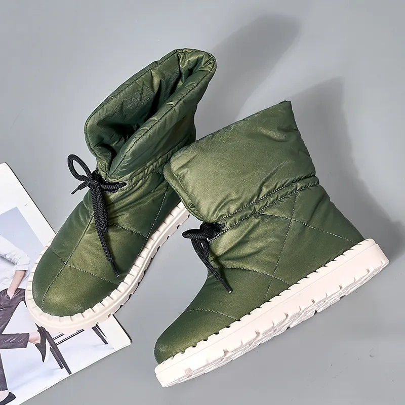 New winter women's casual warm plush waterproof snow boots shoes fashion flat anti-slip outsole women's snow boots