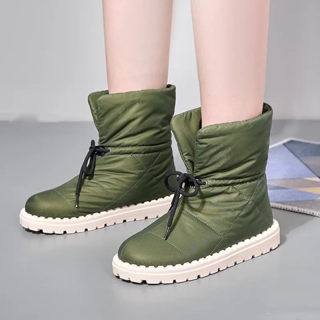 New winter women's casual warm plush waterproof snow boots shoes fashion flat anti-slip outsole women's snow boots