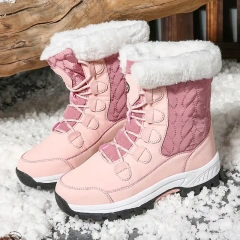 Winter Outdoor Travel Waterproof Women' s Snow Boots Anti slip Thickened Warm High Top Women's Mid length Snow