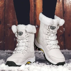 Winter Outdoor Travel Waterproof Women' s Snow Boots Anti slip Thickened Warm High Top Women's Mid length Snow
