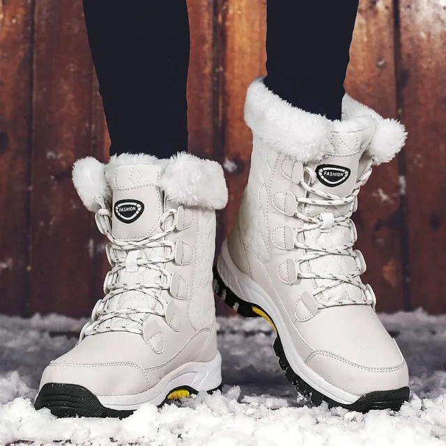 Winter Outdoor Travel Waterproof Women' s Snow Boots Anti slip Thickened Warm High Top Women's Mid length Snow