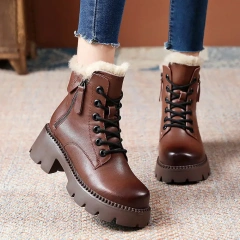 Fashion winter women's casual warm plush zipper snow boots shoes new thick outsole women's casual snow boots