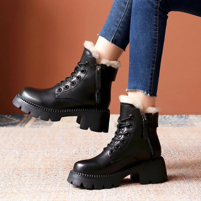 Fashion winter women's casual warm plush zipper snow boots shoes new thick outsole women's casual snow boots