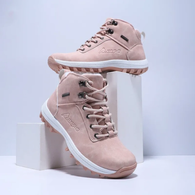 Women's winter high top fashion new outdoor sport snow boots plush and thickened warm pink snow boots for ladies
