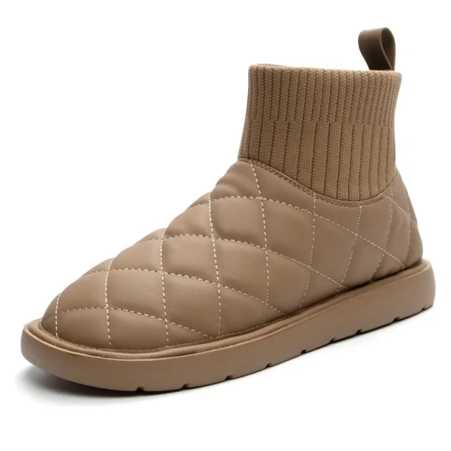 Fashion New Women's Elastic Top Line Winter Warm Snow Boots Ladies Mid Length Plush Soft Winter Snow Boots