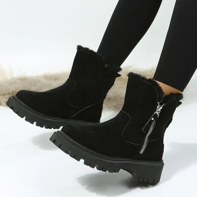 Fashion New Women's Winter Plush Anti-slip Snow Shoes Boots Custom Women's Warm Thick Outsole Snow Boots With Zipper