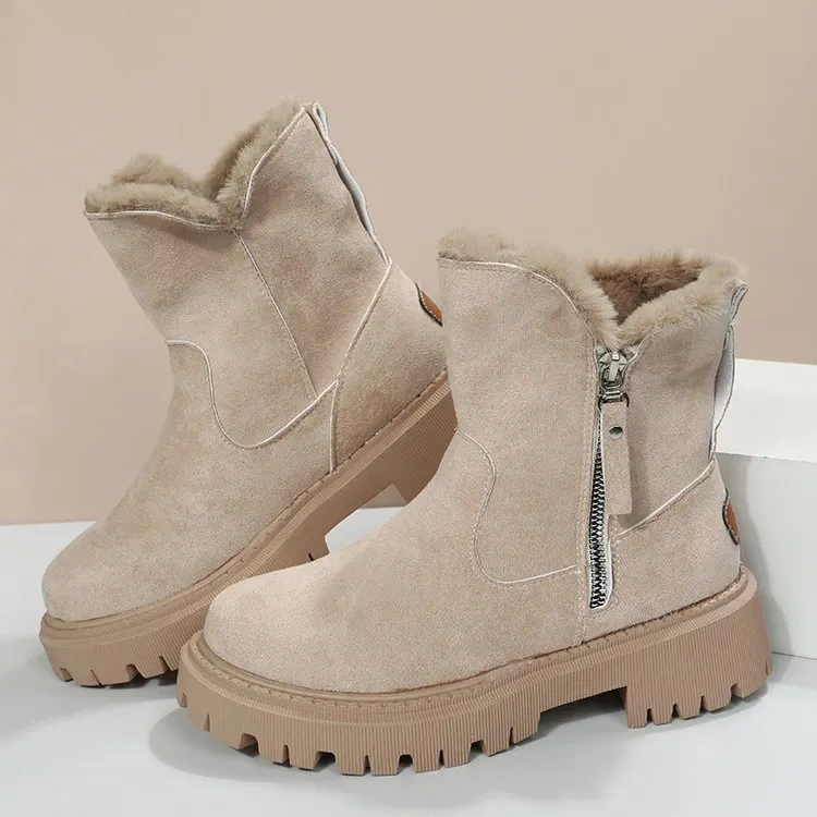 Fashion New Women's Winter Plush Anti-slip Snow Shoes Boots Custom Women's Warm Thick Outsole Snow Boots With Zipper