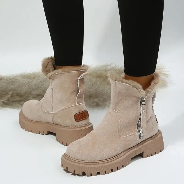 Fashion New Women's Winter Plush Anti-slip Snow Shoes Boots Custom Women's Warm Thick Outsole Snow Boots With Zipper