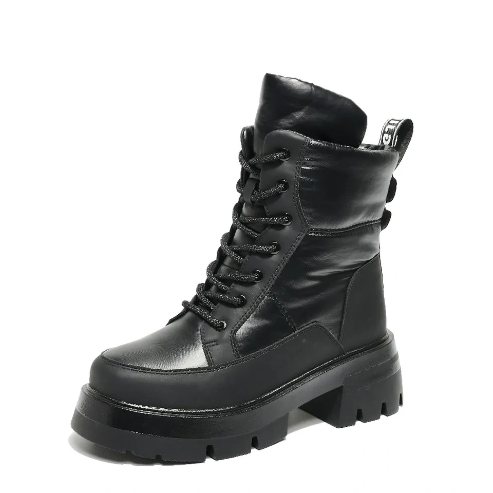Autumn And Winter New Round Toe Thick Outsole Women's Snow Boots Water Platform Mid Snow Boots For Ladies