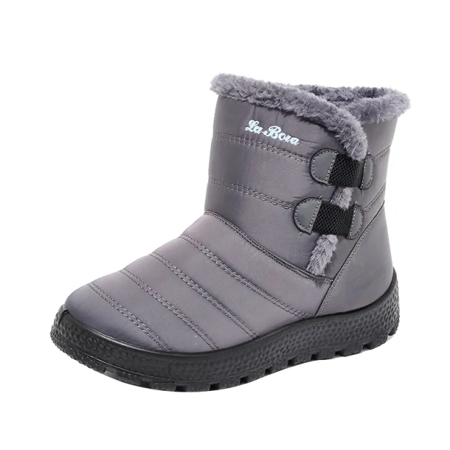 Snowy boots with splash resistant upper for warmth and thickened interior for outdoor use