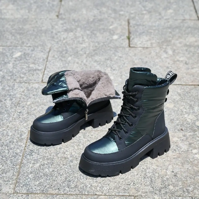 Autumn And Winter New Round Toe Thick Outsole Women's Snow Boots Water Platform Mid Snow Boots For Ladies