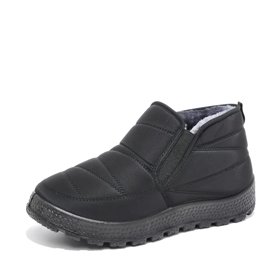 Large size women' s winter plush warm snow boots women' s waterproof men's flat PU outsole plush snow boots