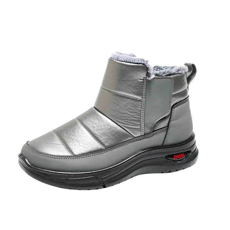 Winter casual fashion warm and plush short snow boots anti slip waterproof flat comfortable snow boots for women