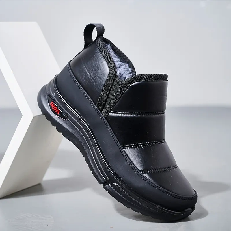 Winter casual fashion warm and plush short snow boots anti slip waterproof flat comfortable snow boots for women