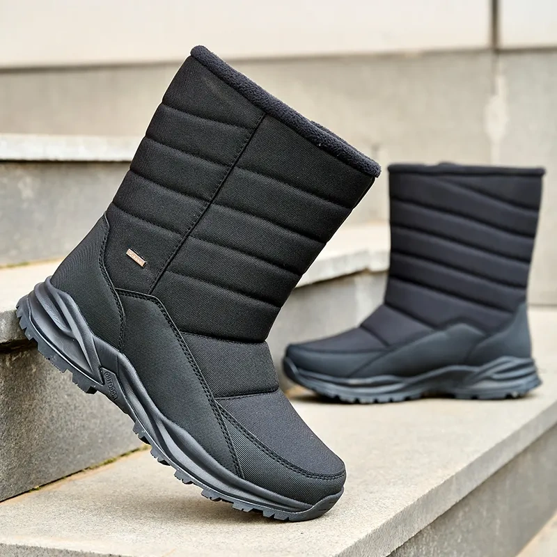 Thickened plush windproof zipper warm women' s snow boots New winter women' s leisure large plush snow boots