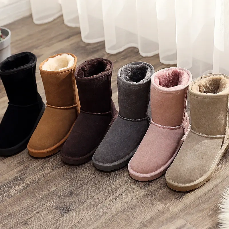 Women's Winter Boots Warm Classic Winter Fashion Knee High Shoes Fur Skin Woman Snow Boots