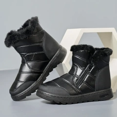 Women Boots plus velvet padded warm flat cotton shoes waterproof non-slip zipper casual soft bottom