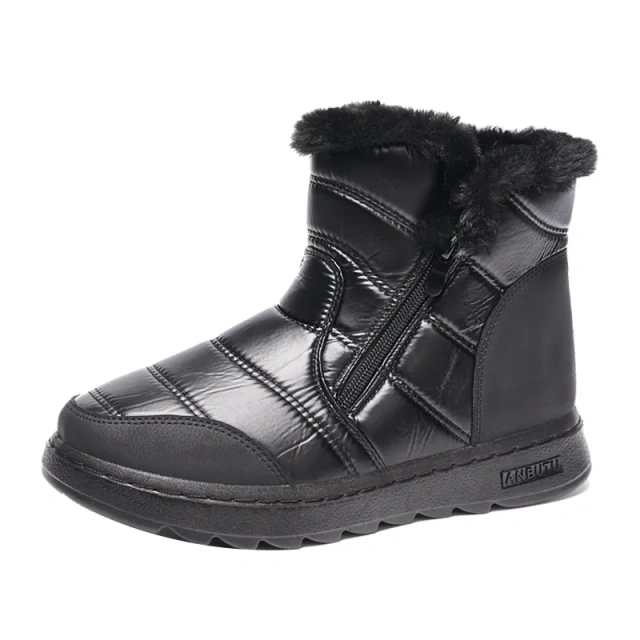 Women Boots plus velvet padded warm flat cotton shoes waterproof non-slip zipper casual soft bottom