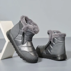 Women Boots plus velvet padded warm flat cotton shoes waterproof non-slip zipper casual soft bottom