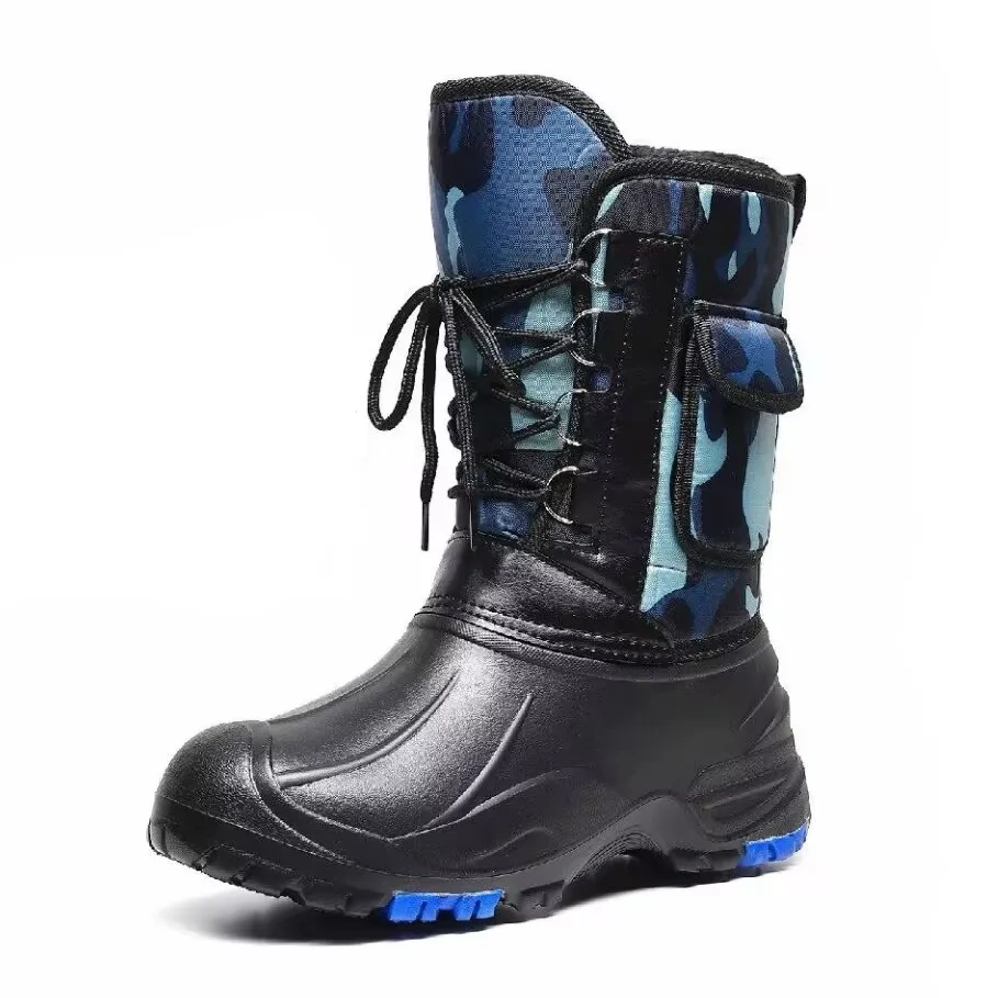 Winter Custom Removable Warm Plush Lining Fishing Boots For Men Anti-Slip Steel Nails Men Casual Fishing Boots