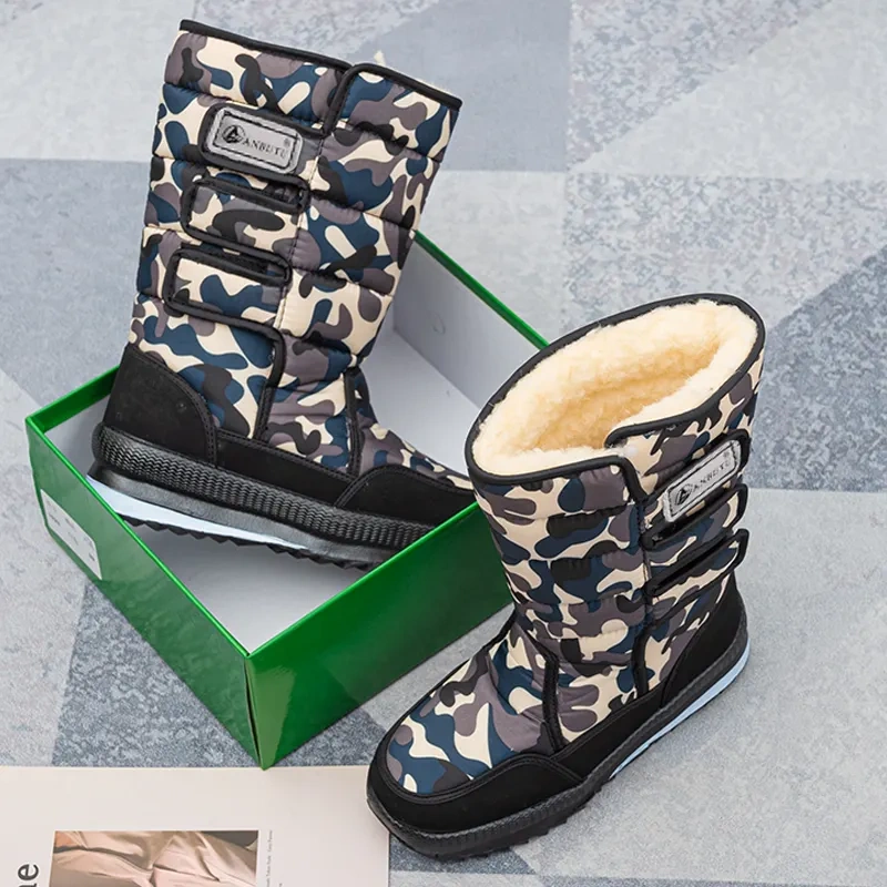 BAIRUILUN Men Snow Shoes Waterproof Keep Warm Comfy Ankle Boots