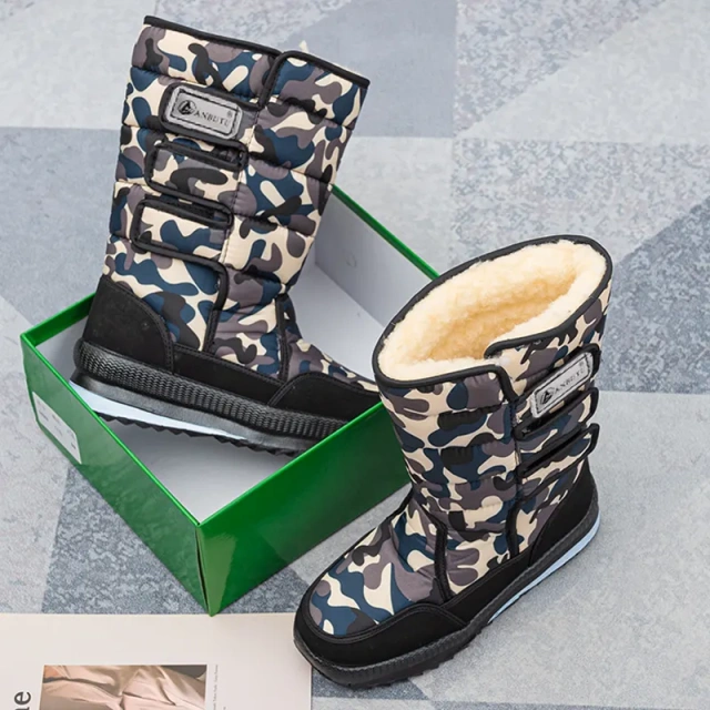 BAIRUILUN Men Snow Shoes Waterproof Keep Warm Comfy Ankle Boots