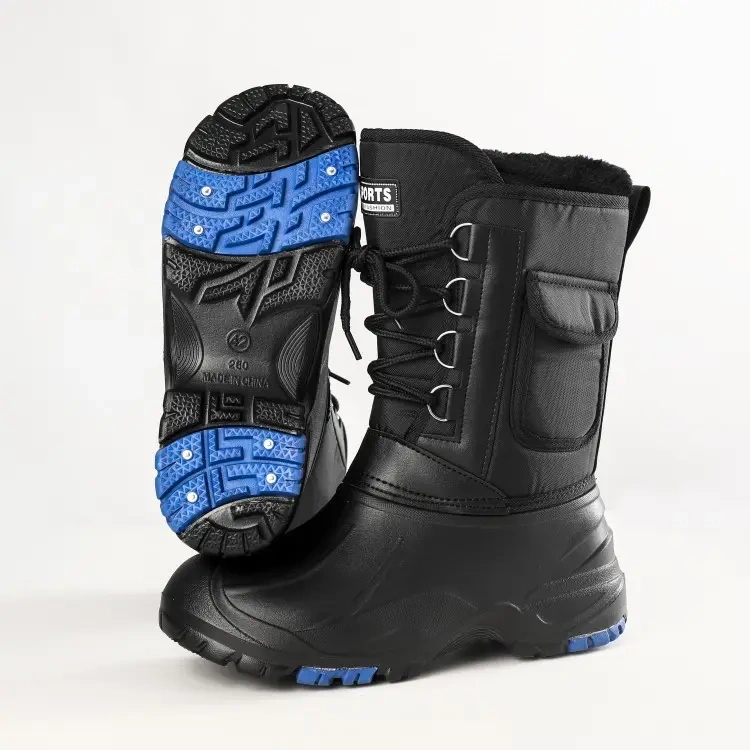 Winter Custom Removable Warm Plush Lining Fishing Boots For Men Anti-Slip Steel Nails Men Casual Fishing Boots