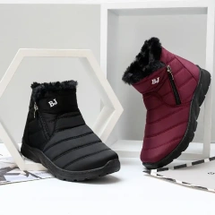 BAIRUILUN Side Zipper Snow Boots Women's Thick Plush Waterproof Cotton Boots