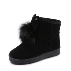 Snow boots women's autumn and winter new Korean version of the short tube bow suede short boots student flat cotton shoes