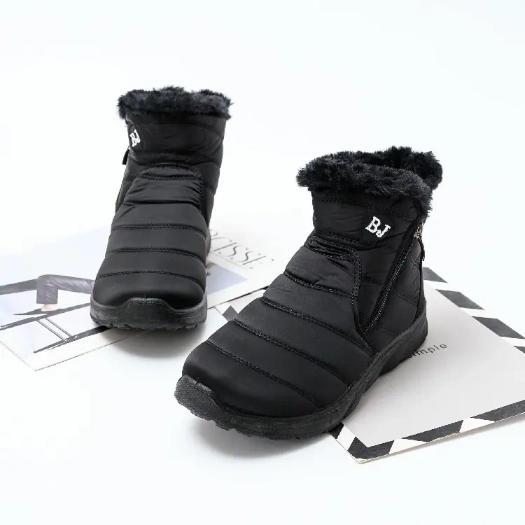 BAIRUILUN Side Zipper Snow Boots Women's Thick Plush Waterproof Cotton Boots