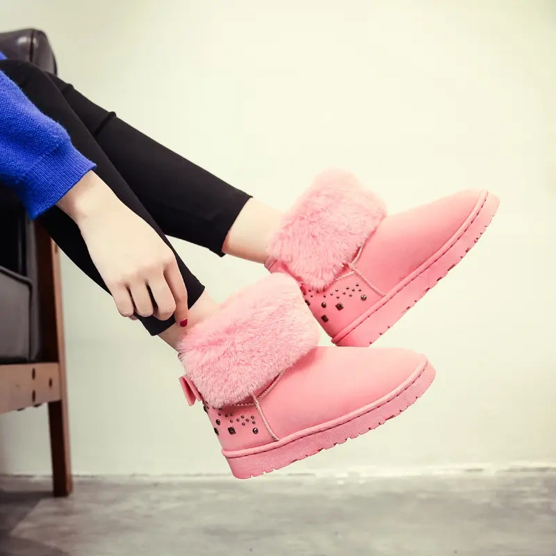 Snow boots women's new fashion winter fleece warm thickened student short boots thick bottom
