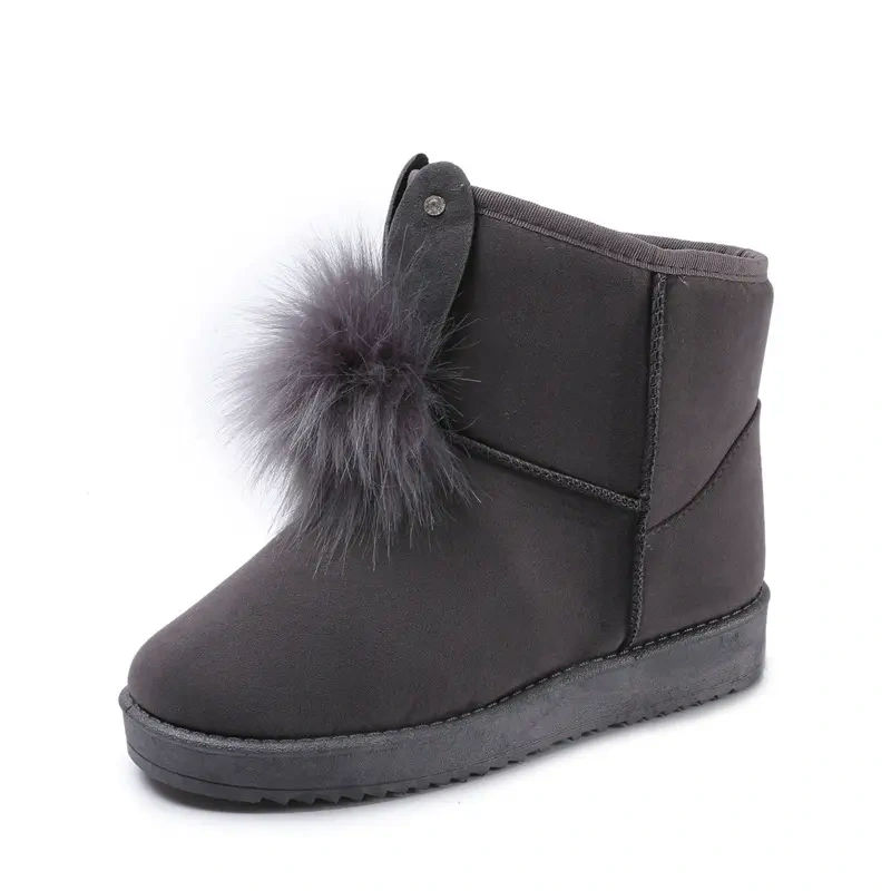 Snow boots women's autumn and winter new Korean version of the short tube bow suede short boots student flat cotton shoes