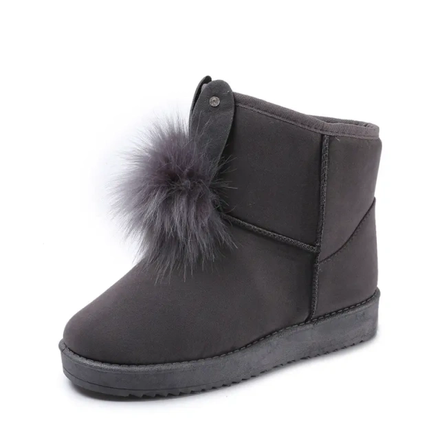 Snow boots women's autumn and winter new Korean version of the short tube bow suede short boots student flat cotton shoes