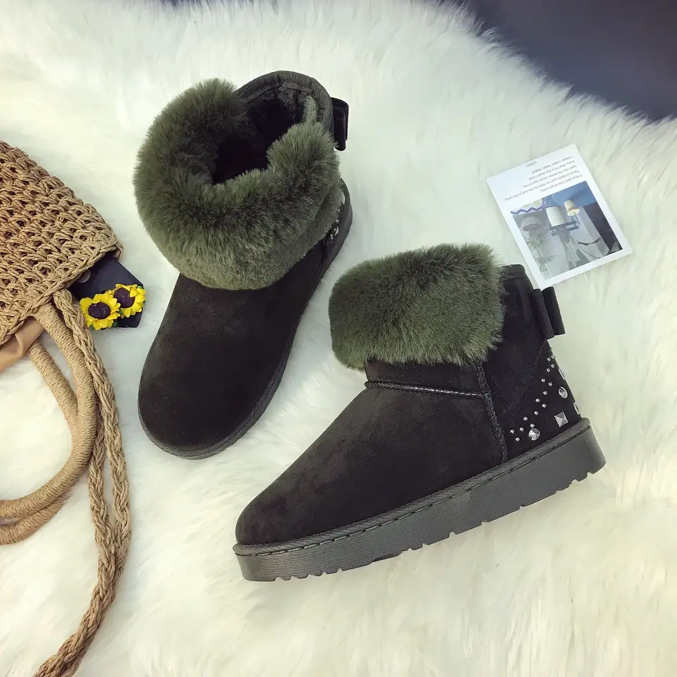 Snow boots women's new fashion winter fleece warm thickened student short boots thick bottom
