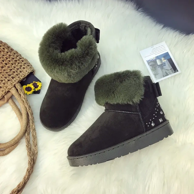 Snow boots women's new fashion winter fleece warm thickened student short boots thick bottom