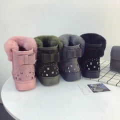 Snow boots women's new fashion winter fleece warm thickened student short boots thick bottom