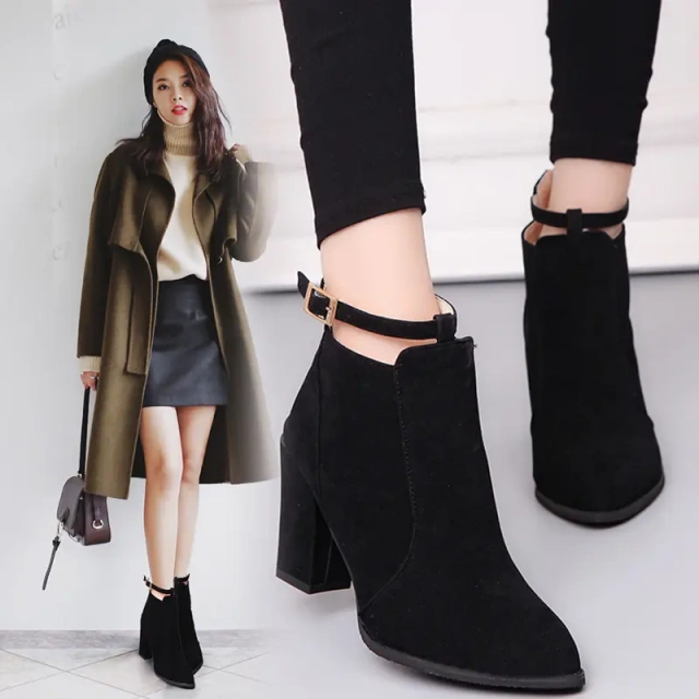 fashion Women's boots Spring and autumn Martin boots High heeled oversized shoes new thick heel heels pointed