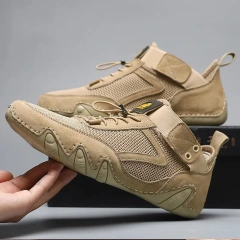 Genuine leather popular sports and leisure men's shoes all match soft lightweight breathable mesh casual shoes for men