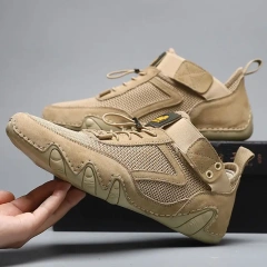 Genuine leather popular sports and leisure men's shoes all match soft lightweight breathable mesh casual shoes for men