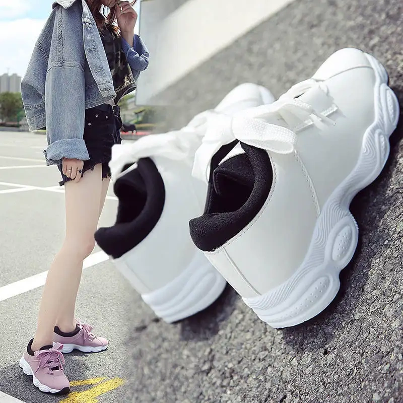 Fashion Mesh Breathable Thick Out Sole Women's Sports Casual Shoes Walking Style Light Casual Shoes Sneakers For Girl